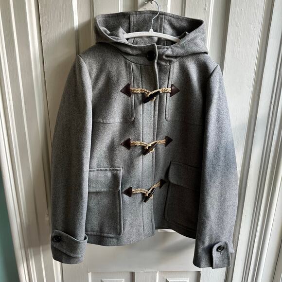 J Crew Classic Duffle Toggle Hooded Coat Melton Wool - Picture 2 of 9